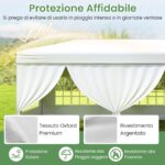 Costway Gazebo da esterno pieghevole con pareti laterali 6 sacchi di sabbia e borsa, Gazebo regolabile in altezza Bianco - immagine 8