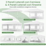 Costway Gazebo da esterno pieghevole con pareti laterali 6 sacchi di sabbia e borsa, Gazebo regolabile in altezza Bianco - immagine 10