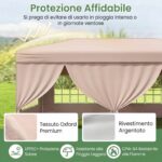 Costway Gazebo da esterno pieghevole con pareti laterali 6 sacchi di sabbia e borsa, Gazebo regolabile in altezza Beige - immagine 8