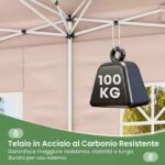 Costway Gazebo da esterno pieghevole con pareti laterali 6 sacchi di sabbia e borsa, Gazebo regolabile in altezza Beige - immagine 12