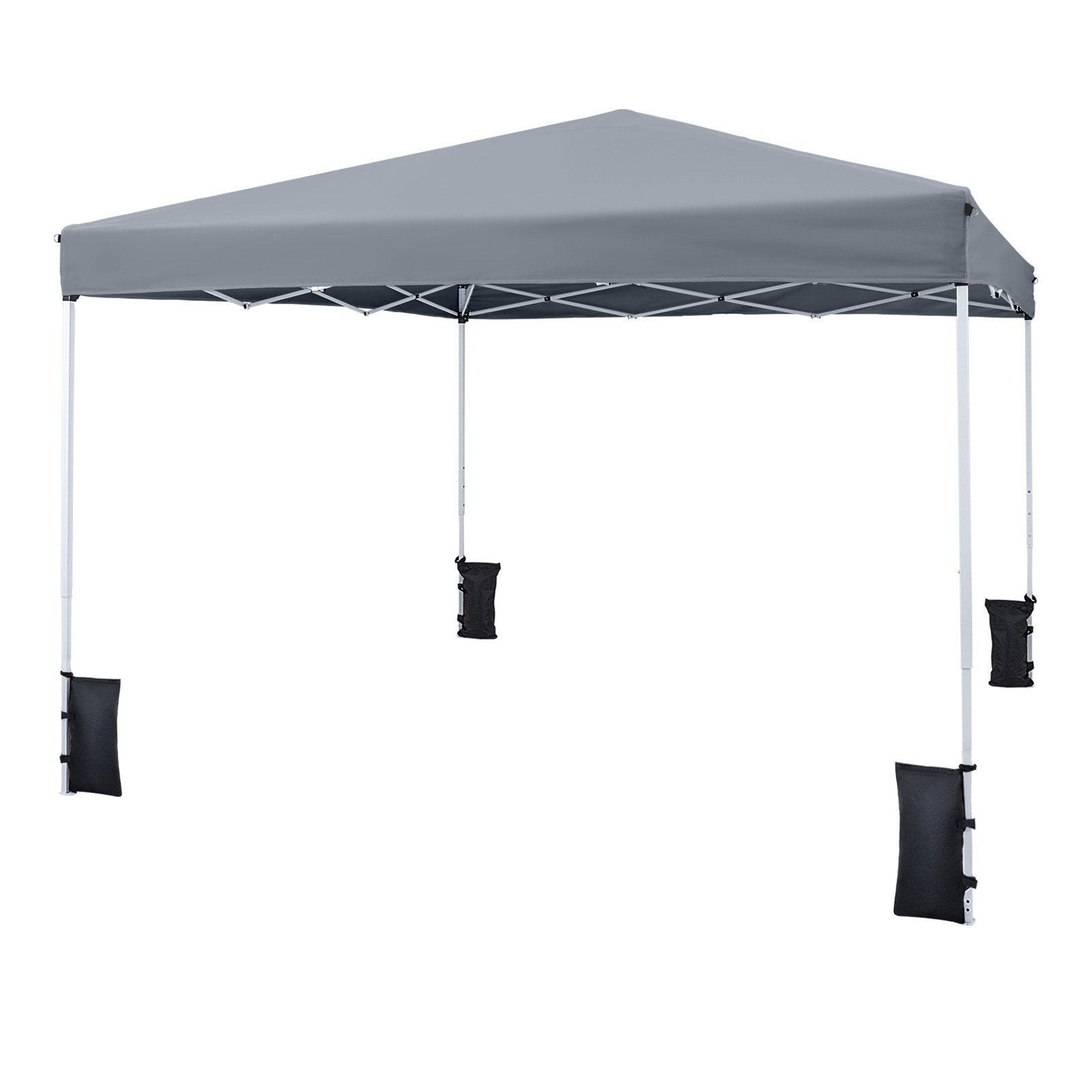 Gazebo-da-esterno-pieghevole-regolabile-in-altezza-mediaId103810110-1776310241.jpg Costway Gazebo da esterno pieghevole regolabile in altezza, Gazebo pop up con 4 sacchi di sabbia e borsa da trasporto Grigio - immagine 1