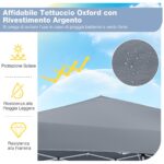 Costway Gazebo da esterno pieghevole regolabile in altezza, Gazebo pop up con 4 sacchi di sabbia e borsa da trasporto Grigio - immagine 9