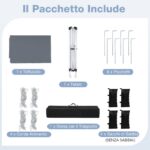 Costway Gazebo da esterno pieghevole regolabile in altezza, Gazebo pop up con 4 sacchi di sabbia e borsa da trasporto Grigio - immagine 10
