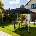 Costway Gazebo da esterno pieghevole regolabile in altezza, Gazebo pop up con 4 sacchi di sabbia e borsa da trasporto Nero - immagine 4
