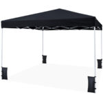 Costway Gazebo da esterno pieghevole regolabile in altezza, Gazebo pop up con 4 sacchi di sabbia e borsa da trasporto Nero
