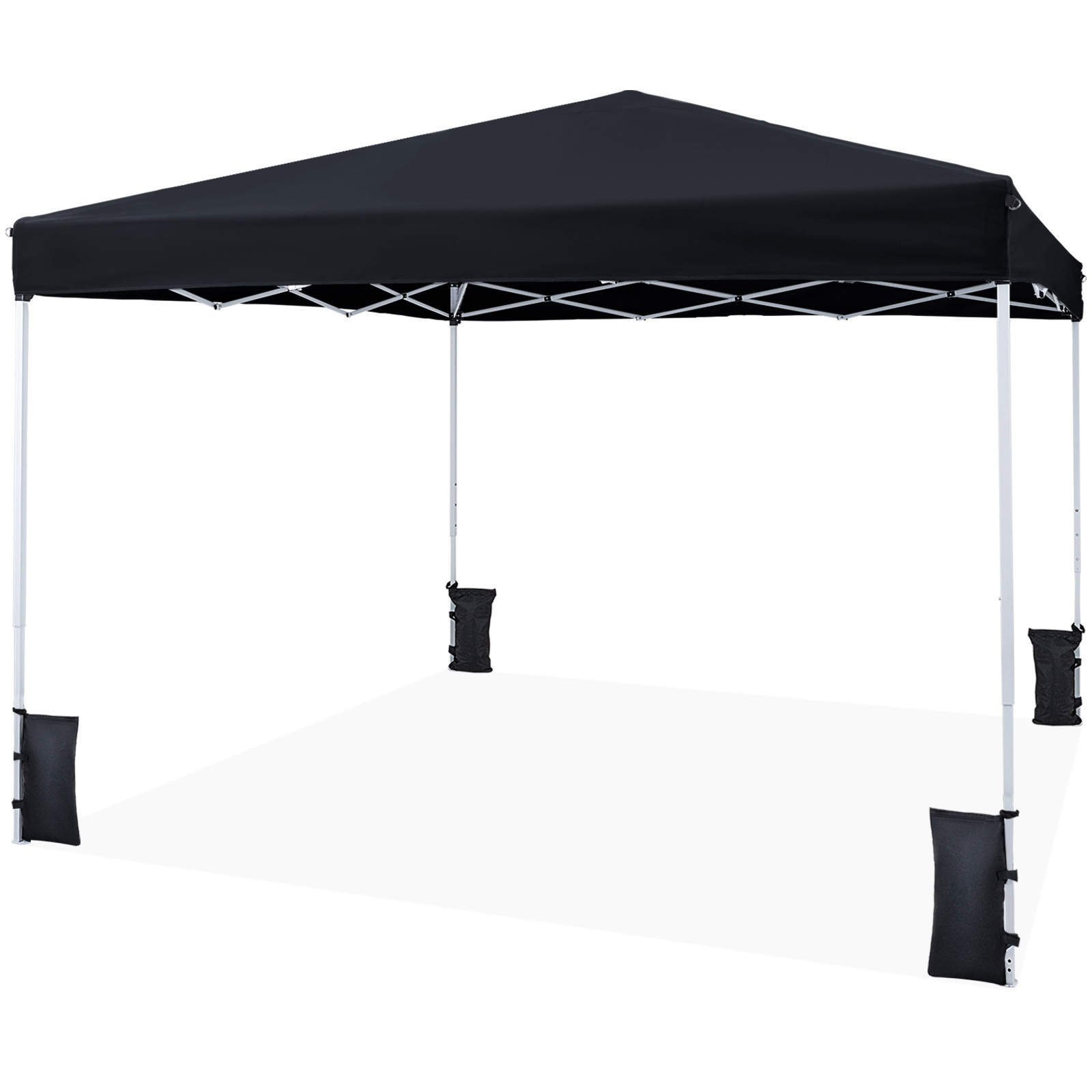 Gazebo-da-esterno-pieghevole-regolabile-in-altezza-mediaId104236640-1776310181.jpg Costway Gazebo da esterno pieghevole regolabile in altezza, Gazebo pop up con 4 sacchi di sabbia e borsa da trasporto Nero - immagine 1