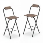 Costway Gazebo da esterno resistente per barbecue con tavolo da bar, Gazebo 4 ripiani in metallo 2 sgabelli pieghevoli per barbecue da cortile Marrone - immagine 8