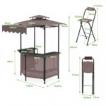 Costway Gazebo da esterno resistente per barbecue con tavolo da bar, Gazebo 4 ripiani in metallo 2 sgabelli pieghevoli per barbecue da cortile Marrone - immagine 9