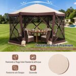Costway Gazebo da giardino con telaio in fibra di vetro pareti in rete 2 borse e 11 picchetti, Gazebo da esterno pieghevole L - immagine 8