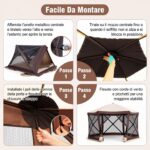 Costway Gazebo da giardino con telaio in fibra di vetro pareti in rete 2 borse e 11 picchetti, Gazebo da esterno pieghevole L - immagine 9