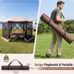 Costway Gazebo da giardino con telaio in fibra di vetro pareti in rete 2 borse e 11 picchetti, Gazebo da esterno pieghevole L - immagine 6