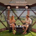Costway Gazebo da giardino con telaio in fibra di vetro pareti in rete 2 borse e 11 picchetti, Gazebo da esterno pieghevole L - immagine 7