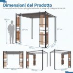 Costway Gazebo da giardino da esterno con 2 paraventi copertura avvolgibile struttura metallica, Gazebo con 8 picchetti per mercatini fiere e campeggio - immagine 6