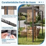 Costway Gazebo da giardino da esterno con 2 paraventi copertura avvolgibile struttura metallica, Gazebo con 8 picchetti per mercatini fiere e campeggio - immagine 8