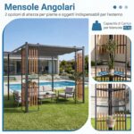 Costway Gazebo da giardino da esterno con 2 paraventi copertura avvolgibile struttura metallica, Gazebo con 8 picchetti per mercatini fiere e campeggio - immagine 9