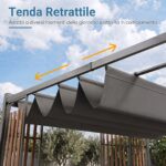 Costway Gazebo da giardino da esterno con 2 paraventi copertura avvolgibile struttura metallica, Gazebo con 8 picchetti per mercatini fiere e campeggio - immagine 10