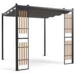 Costway Gazebo da giardino da esterno con 2 paraventi copertura avvolgibile struttura metallica, Gazebo con 8 picchetti per mercatini fiere e campeggio - immagine 5