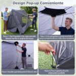 Costway Gazebo da giardino pieghevole pareti laterali a zanzariera 2 finestre rete 2 porte, Tenda esagonale impermeabile per 10-12 persone - immagine 13