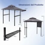 Gazebo barbecue Costway con telo laterale retrattile - immagine 6