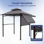 Gazebo barbecue Costway con telo laterale retrattile - immagine 9