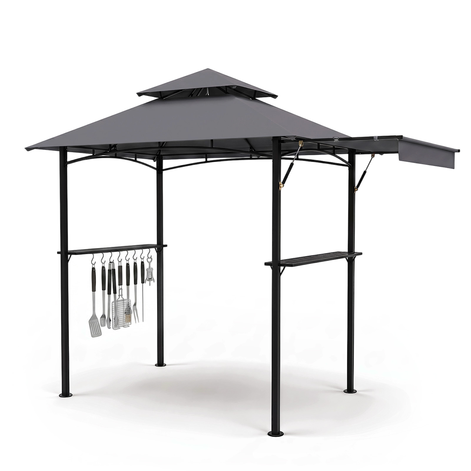 Gazebo-per-barbecue-con-telo-laterale-retraibile-2-ripiani-8-ganci-mediaId105140426-1782456163.jpg Gazebo barbecue Costway con telo laterale retrattile - immagine 1