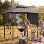 Gazebo barbecue Costway con telo laterale retrattile - immagine 2