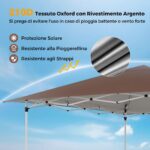 Costway Gazebo pieghevole 3x3 con struttura metallica borsa per trasporto, Gazebo da esterno pop-up per mercatini campeggio Marrone - immagine 8