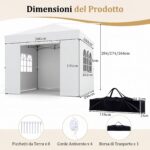 Costway Gazebo pieghevole da esterno con parete laterale rimovibili, Tendone da giardino in tessuto oxford Bianco - immagine 5