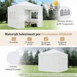 Costway Gazebo pieghevole da esterno con parete laterale rimovibili, Tendone da giardino in tessuto oxford Bianco - immagine 7