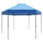 Costway Gazebo pieghevole da giardino con altezza regolabile picchetti e corde, 360 x 360 cm Gazebo pop-up Blu - immagine 4