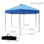 Costway Gazebo pieghevole da giardino con altezza regolabile picchetti e corde, 360 x 360 cm Gazebo pop-up Blu - immagine 5