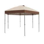 Costway Gazebo pieghevole da giardino con altezza regolabile picchetti e corde, 360 x 360 cm Gazebo pop-up Marrone - immagine 4