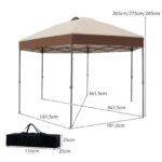 Costway Gazebo pieghevole da giardino con altezza regolabile picchetti e corde, 360 x 360 cm Gazebo pop-up Marrone - immagine 5