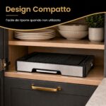 Costway Griglia elettrica antiaderente 2300w con piastra a 2 zone temperatura regolabile con vassoio raccogli-grasso e pinza, Piastra grill elettrica - immagine 4