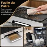 Costway Griglia elettrica antiaderente 2300w con piastra a 2 zone temperatura regolabile con vassoio raccogli-grasso e pinza, Piastra grill elettrica - immagine 5