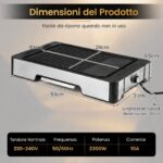 Costway Griglia elettrica antiaderente 2300w con piastra a 2 zone temperatura regolabile con vassoio raccogli-grasso e pinza, Piastra grill elettrica - immagine 3