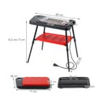 Costway Griglia elettrica da 2000w 2 in 1 barbecue elettrico con supporto piano appoggio doppia piastra e temperatura regolabile, Griglia da tavolo per interno ed esterno - immagine 5
