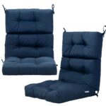 Costway Cuscino per sedia alta materiale in poliestere traspirante, Cuscini per sedia da patio con cinturini antiscivolo Blu scuro - immagine 5