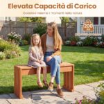 Costway Panchina da esterno con seduta a doghe in legno massello, Panca a 2 posti per ingresso giardino e gazebo - immagine 9