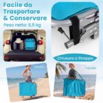 Costway Lettino da spiaggia pieghevole con cuscino poggiatesta, Sedia sdraio da esterno con tasca laterale per giardino e piscina Verde - immagine 10