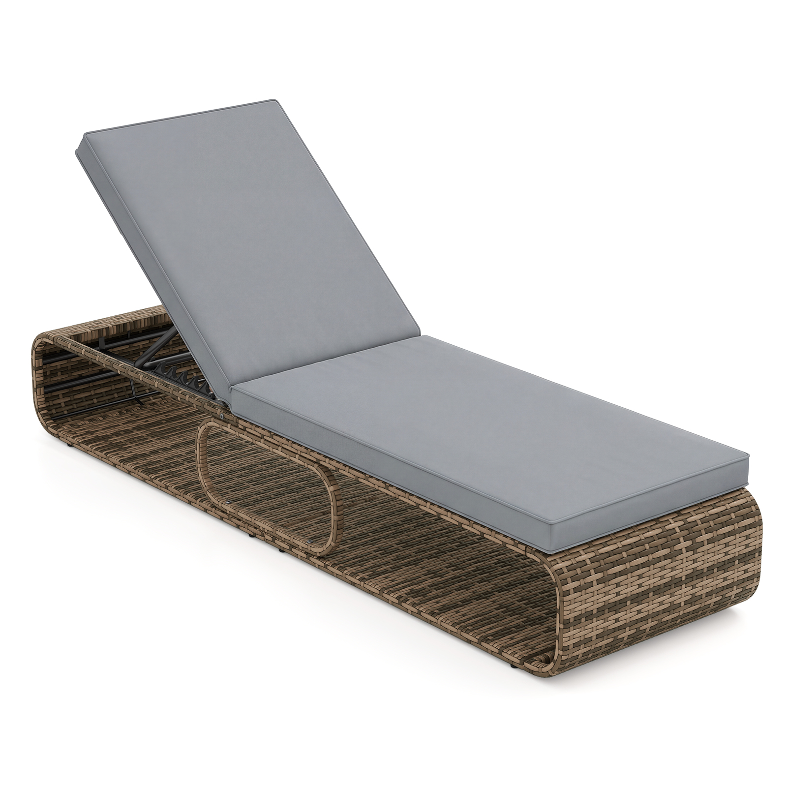 Lettino-prendisole-in-rattan-per-giardino-con-cuscino-e-schienale-regolabile-1772690222.jpg Costway Lettino prendisole in rattan per giardino con cuscino e schienale regolabile, Cuscino e spazio di archiviazione Grigio - immagine 1