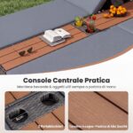 Costway Lettino prendisole per 2 persone con tettuccio schienali regolabili, Lettino prendisole con tavolino integrato per balcone terrazza e patio Grigio - immagine 10
