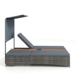 Costway Lettino prendisole per 2 persone con tettuccio schienali regolabili, Lettino prendisole con tavolino integrato per balcone terrazza e patio Grigio - immagine 7
