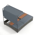 Costway Lettino prendisole per 2 persone con tettuccio schienali regolabili, Lettino prendisole con tavolino integrato per balcone terrazza e patio Grigio - immagine 6