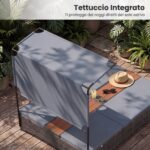Costway Lettino prendisole per 2 persone con tettuccio schienali regolabili, Lettino prendisole con tavolino integrato per balcone terrazza e patio Grigio - immagine 12