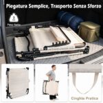 Costway Lettino prendisole pieghevole con schienale regolabile poggiatesta materasso e tasca laterale, Lettino da campeggio portata 120 kg Beige - immagine 11