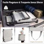 Costway Lettino prendisole pieghevole con schienale regolabile poggiatesta materasso e tasca laterale, Lettino da campeggio portata 120 kg Grigio - immagine 10