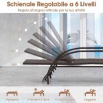 Costway Lettino prendisole pieghevole da giardino con schienale regolabile in 6 posizioni, Sedia da salotto in rattan con poggiapiedi - immagine 7