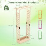 Costway Letto da giardino rialzato con traliccio e drenaggio integrato, Portapianta in legno di abete per interni ed esterni Naturale - immagine 5