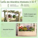 Costway Letto da giardino rialzato con traliccio e drenaggio integrato, Portapianta in legno di abete per interni ed esterni Arancione - immagine 7